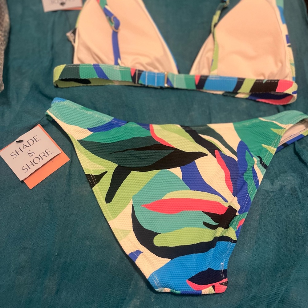 Floral Blue and Green Women's Bikini Set - Picture 6 of 7